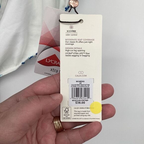 NWT Ladies Calia By Carrie Underwood Plus High Rise Bikini Bottoms Blue 3X - Picture 3 of 5